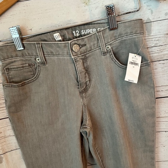 NWT Gap Kids Girl Super Skinny Jeans Stretch Grey Denim Adjustable Sz 12 Reg - Picture 10 of 15